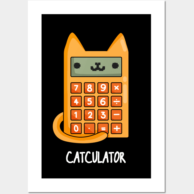 Cat-culator Funny Cat Calculator Puns Wall Art by punnybone